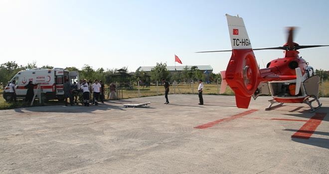 Kalp krizi geçiren tarım işçisi helikopter ambulansla hastaneye sevk edildi