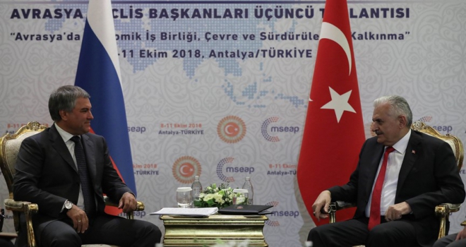 TBMM Başkanı Yıldırım, Rusya Devlet Duması Başkanı Volodin ile görüştü