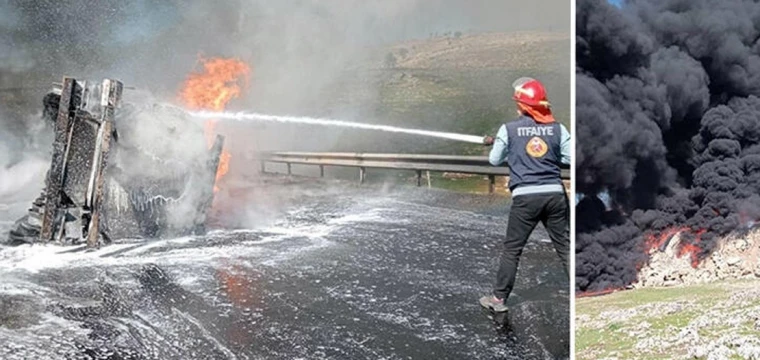 Petrol tankeri alev topuna döndü