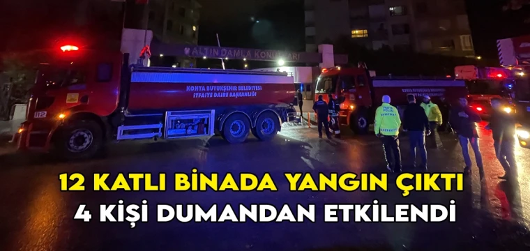 12 katlı binada yangın çıktı 4 kişi dumandan etkilendi