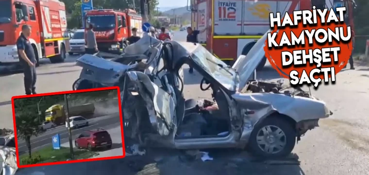 Hafriyat kamyonu iki otomobile çarptı, sürücü kaçtı; 4 kişinin yaralandı