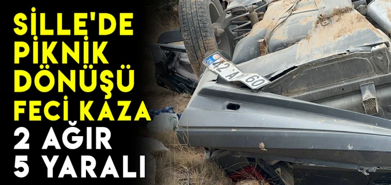 Sille'de piknik dönüşü feci kaza: 2 ağır 5 yaralı!