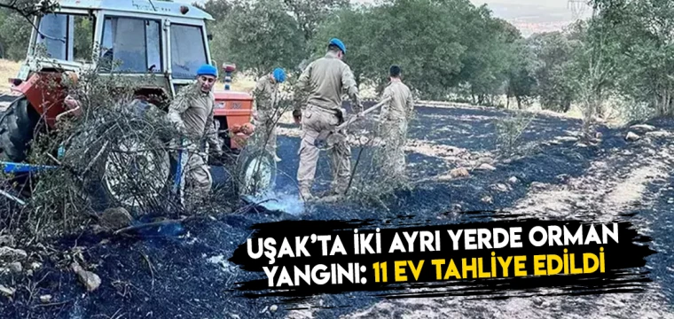 Uşak’ta iki ayrı yerde orman yangını: 11 ev tahliye edildi