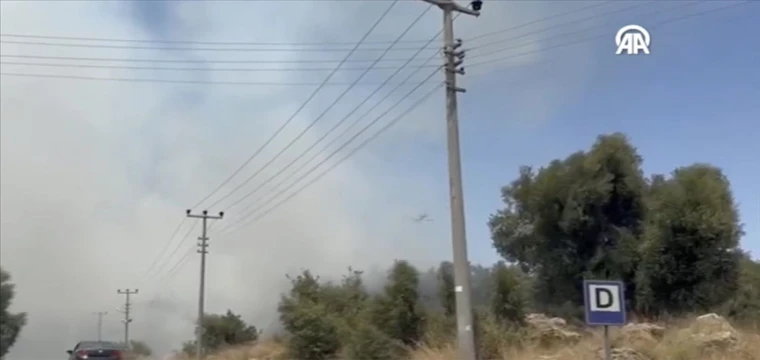 Yerleşim yerleri yakınında çıkan yangına havadan ve karadan müdahale ediliyor