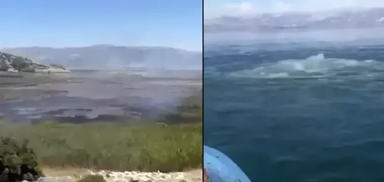 Eğirdir Gölü'nde 'metan gazı' yangını