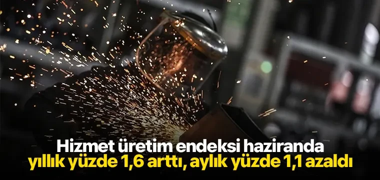 Hizmet üretim endeksi haziranda yıllık yüzde 1,6 arttı, aylık yüzde 1,1 azaldı