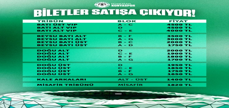 Konyaspor’da Galatasaray bilet fiyatları belli oldu!