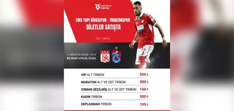 Sivasspor Trabzonspor Biletleri Satışta