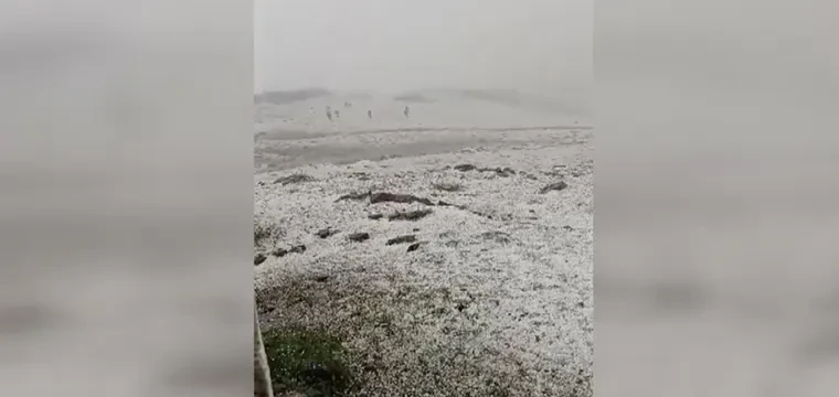 Tuygun köyü yaylasına dolu