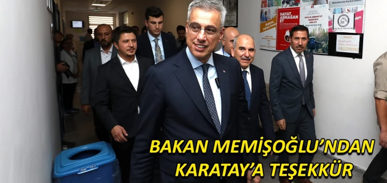 Bakan Memişoğlu’ndan Karatay’a teşekkür