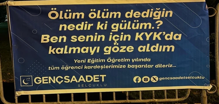 Saadet’ten öğrencilere karşılama pankartı