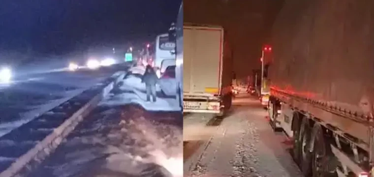 Karabük- Gerede yolu ulaşıma kapandı; eğitime kar engeli