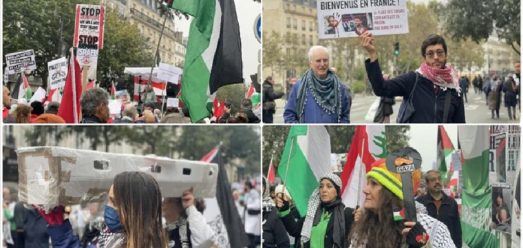 Paris'te Gazze'ye destek gösterisi düzenlendi