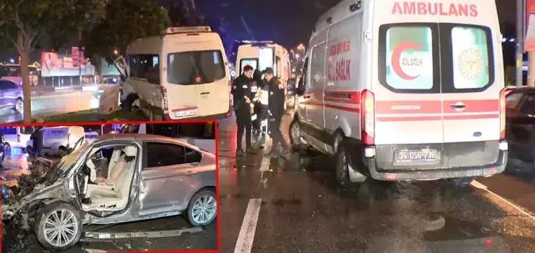 Kartal'da servis minibüsü, otomobille çarpıştı; 7 yaralı