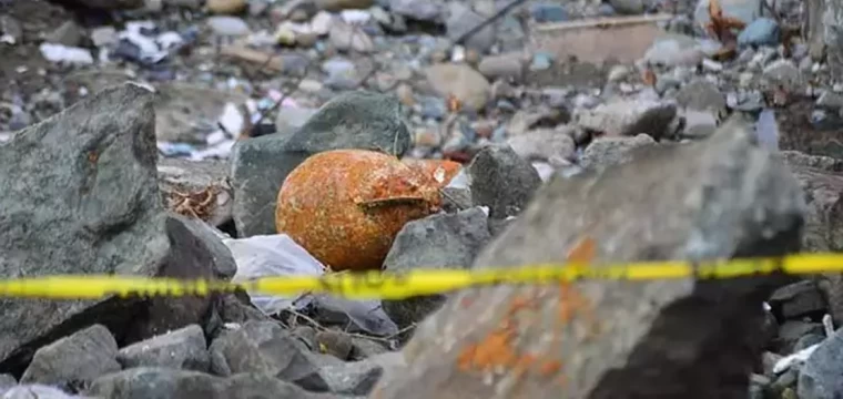 Rize'de patlamamış 'su altı bombası' kıyıya vurdu