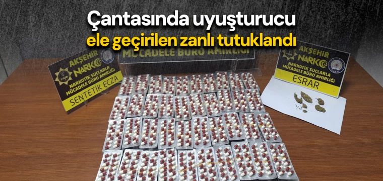 Konya'da çantasında uyuşturucu ele geçirilen zanlı tutuklandı