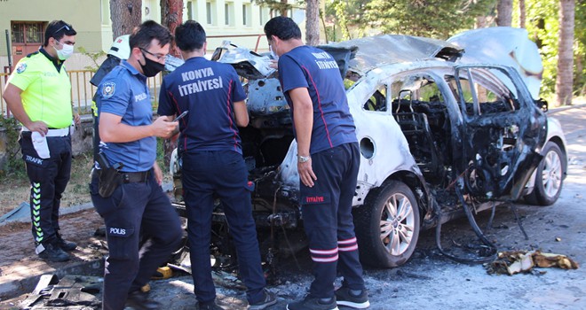 Konya'da otomobildeki patlamada sürücü yaralandı