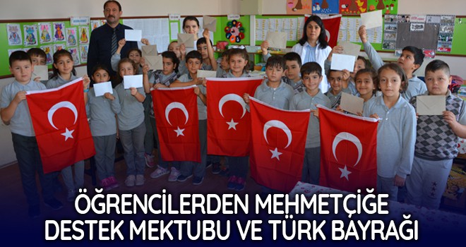 Öğrencilerden Mehmetçiğe destek mektubu ve Türk Bayrağı