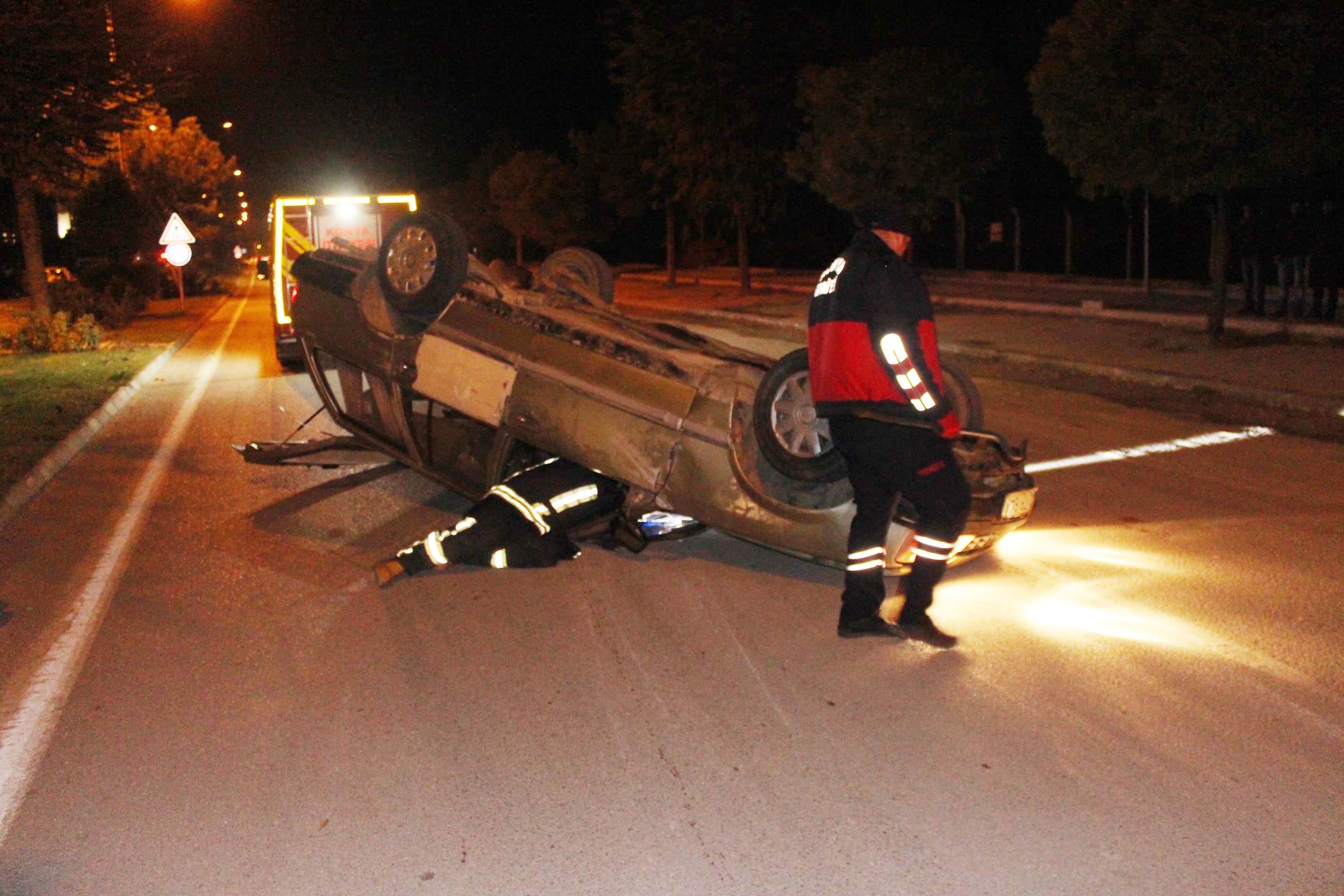 Konya’da otomobil takla attı: 2 yaralı