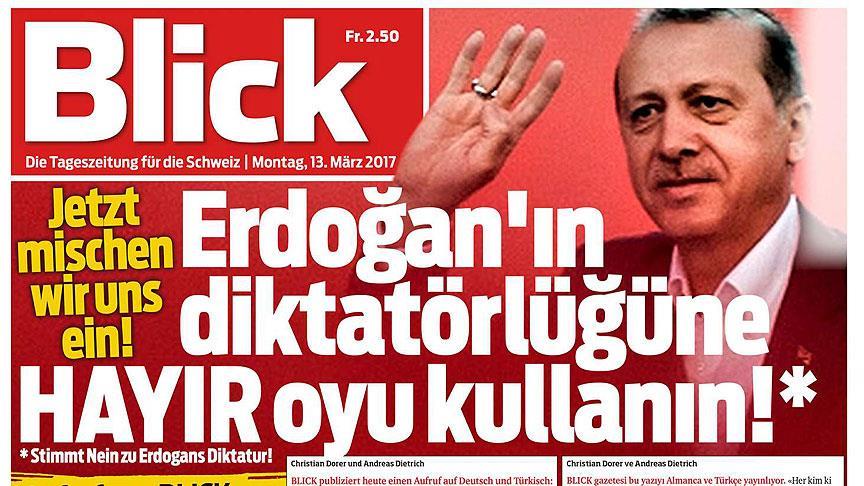 İsviçre gazetesi manşetten 'Hayır' çağrısı yaptı