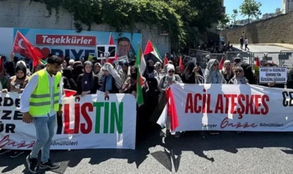 Başkonsolosluğu önünde Gazze protestosu