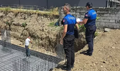 Zabıta ekipleri inşaatlarda faaliyetleri durdurdu