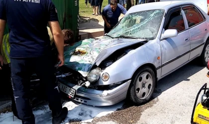 TIR, otomobilin üzerine devrildi: 1'i çocuk 2 yaralı