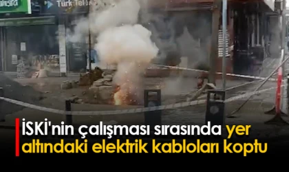 İSKİ'nin çalışması sırasında yer altındaki elektrik kabloları koptu