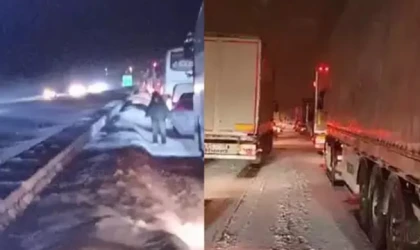 Karabük- Gerede yolu ulaşıma kapandı; eğitime kar engeli