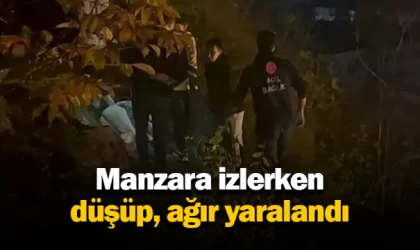 Manzara izlerken düşüp, ağır yaralandı