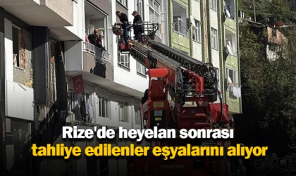 Rize'de heyelan sonrası tahliye edilenler eşyalarını alıyor