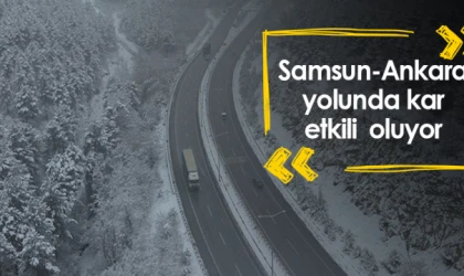 Samsun-Ankara yolunun Çorum kesiminde kar etkili