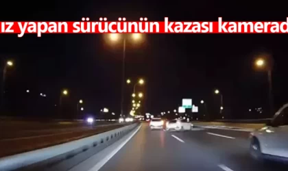 Ataşehir’de hız yapan sürücünün kazası kamerada