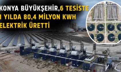 Konya Büyükşehir, 6 tesiste 1 yılda 80,4 milyon kWh elektrik üretti