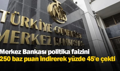 Merkez Bankası politika faizini 250 baz puan indirerek yüzde 45'e çekti