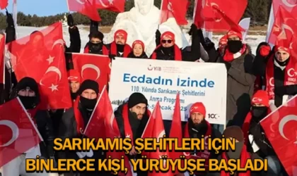 Sarıkamış şehitleri için binlerce kişi, yürüyüşe başladı