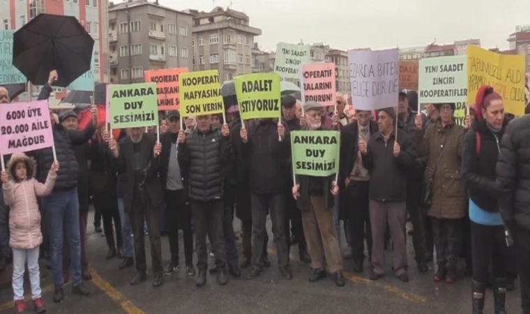 Kayseri'de konut kooperatifi mağduru olduklarını iddia eden vatandaşlar eylem yaptı