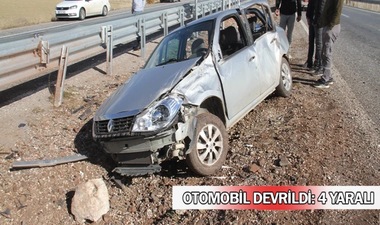 Konya'da devrilen otomobildeki 4 kişi yaralandı